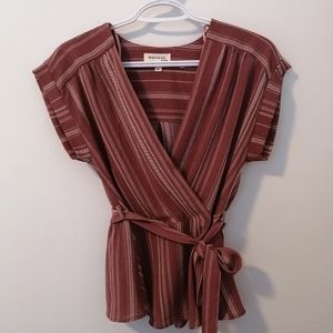 Monteau Mauve V-Neck Blouse Size Medium